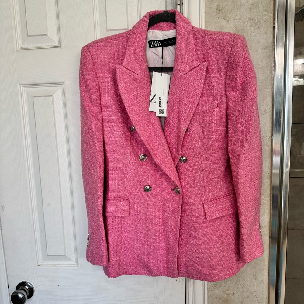 Zara Pink Double-Breasted Women's Blazer